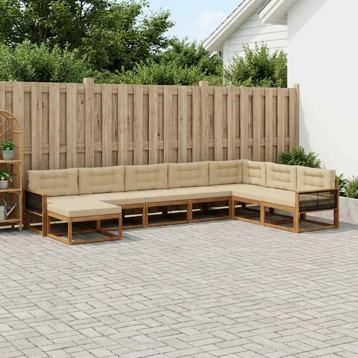 Set de canapele de exterior cu pernă 8 pcs Natural și Bej WALTI