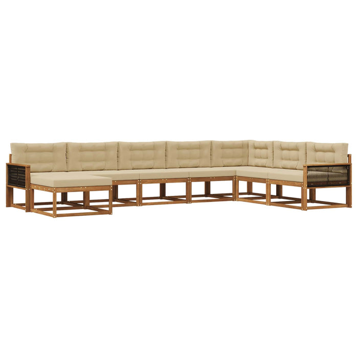 Set de canapele de exterior cu pernă 8 pcs Natural și Bej WALTI