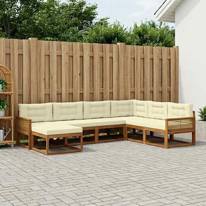 Set de canapele de exterior cu pernă 8 pcs Natural și Crem WALTI