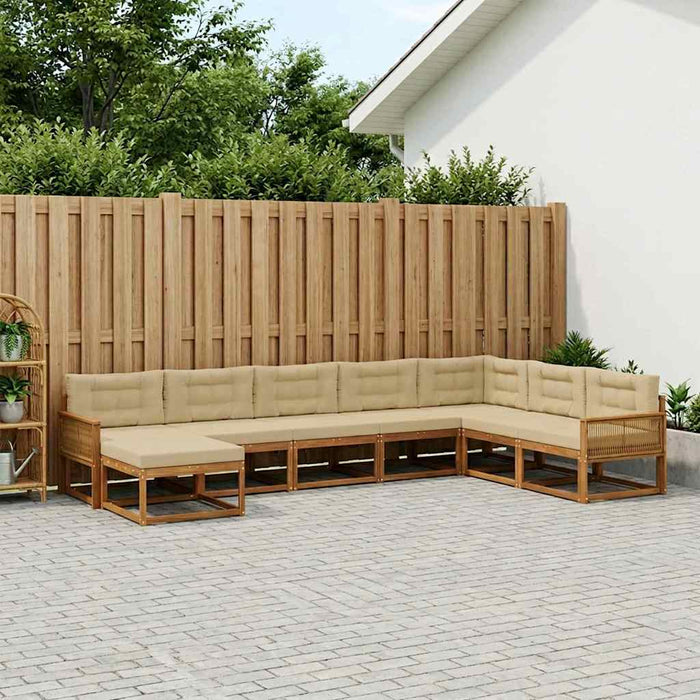 Set de canapele de exterior cu pernă 8 pcs Natural și Bej WALTI