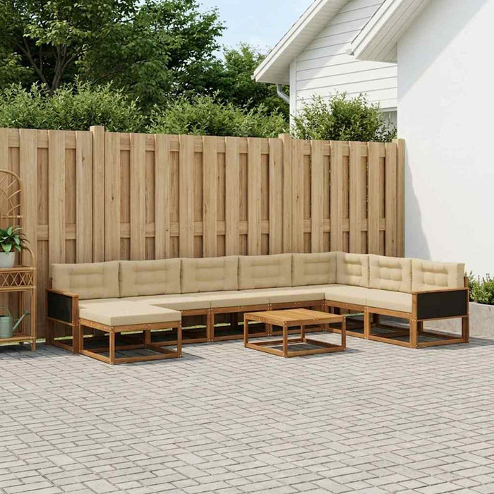 Set de canapele de exterior cu pernă 9 pcs Natural și Bej WALTI