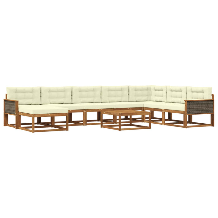 Set de canapele de exterior cu pernă 9 pcs Natural și Crem WALTI