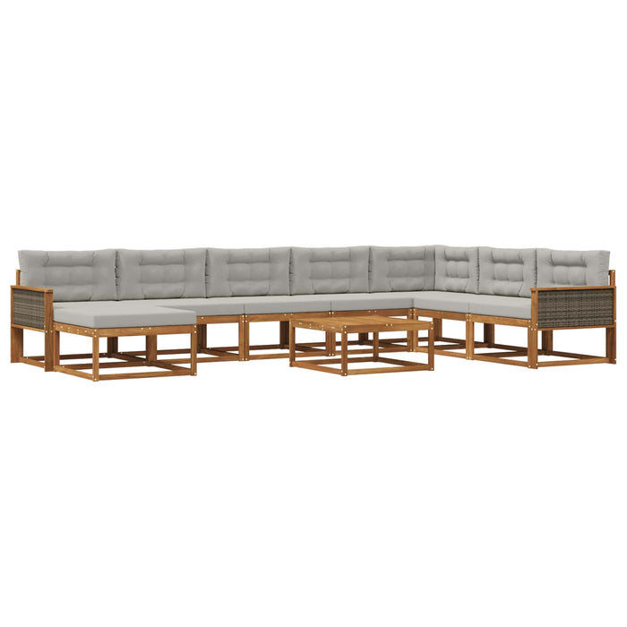 Set de canapele de exterior 9 pcs Natural și gri deschis WALTI