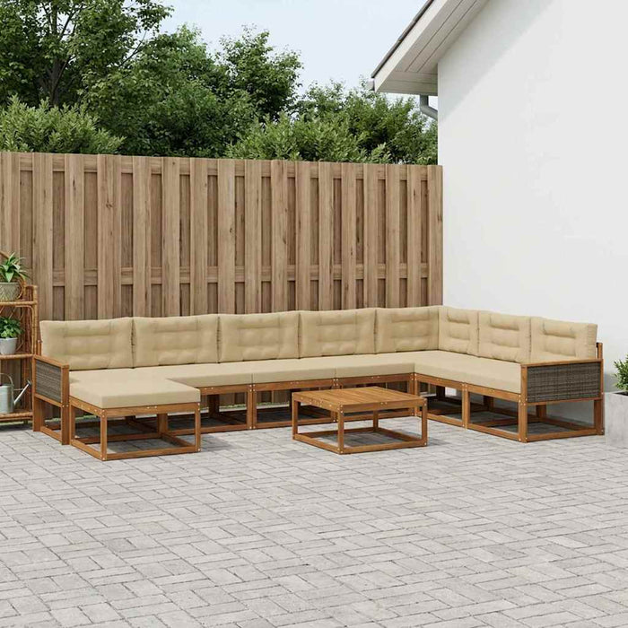 Set de canapele de exterior cu pernă 9 pcs Natural și Bej WALTI