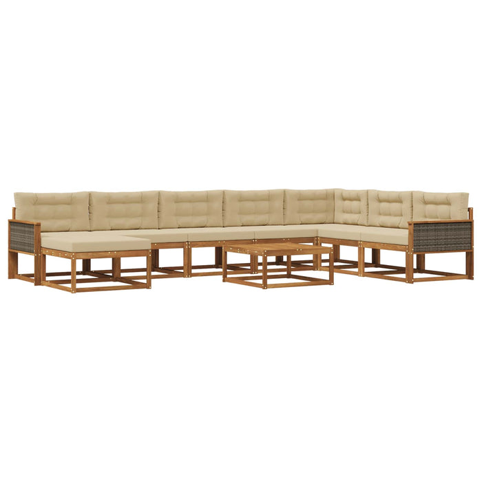 Set de canapele de exterior cu pernă 9 pcs Natural și Bej WALTI