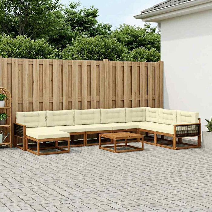 Set de canapele de exterior cu pernă 9 pcs Natural și Crem WALTI