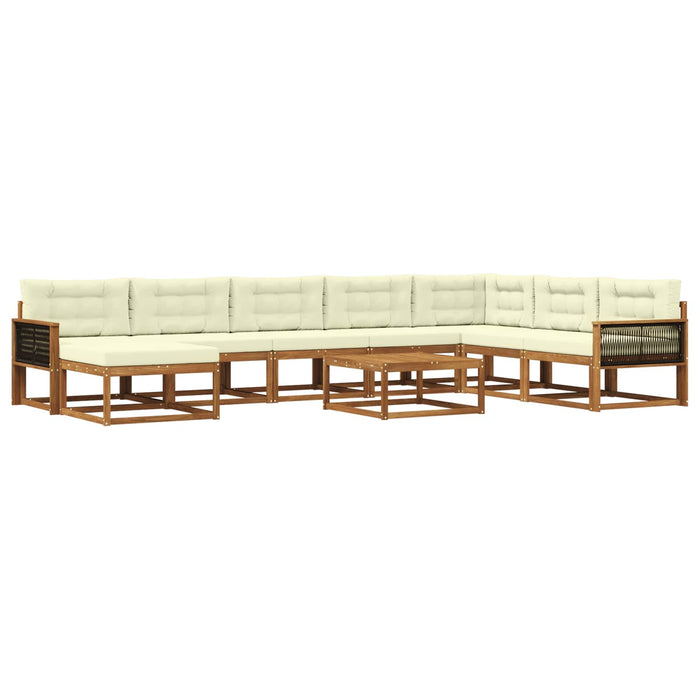 Set de canapele de exterior cu pernă 9 pcs Natural și Crem WALTI