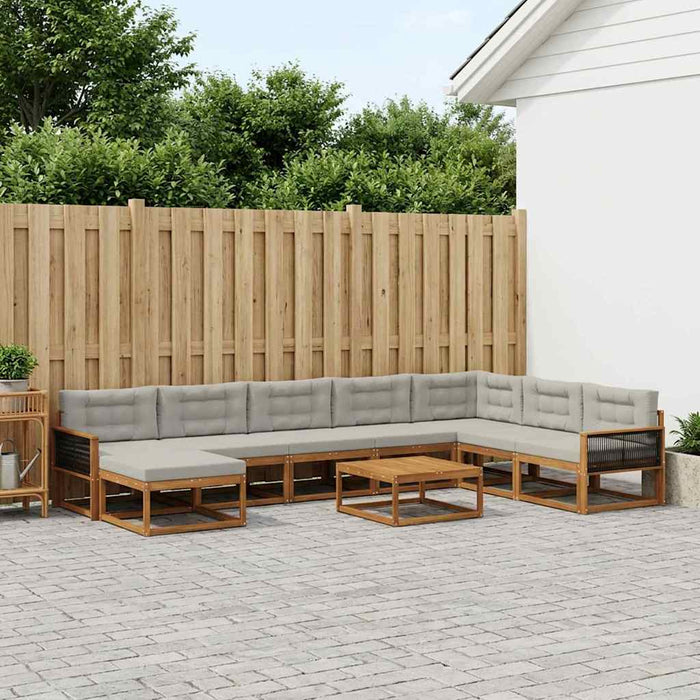 Set de canapele de exterior 9 pcs Natural și gri deschis WALTI