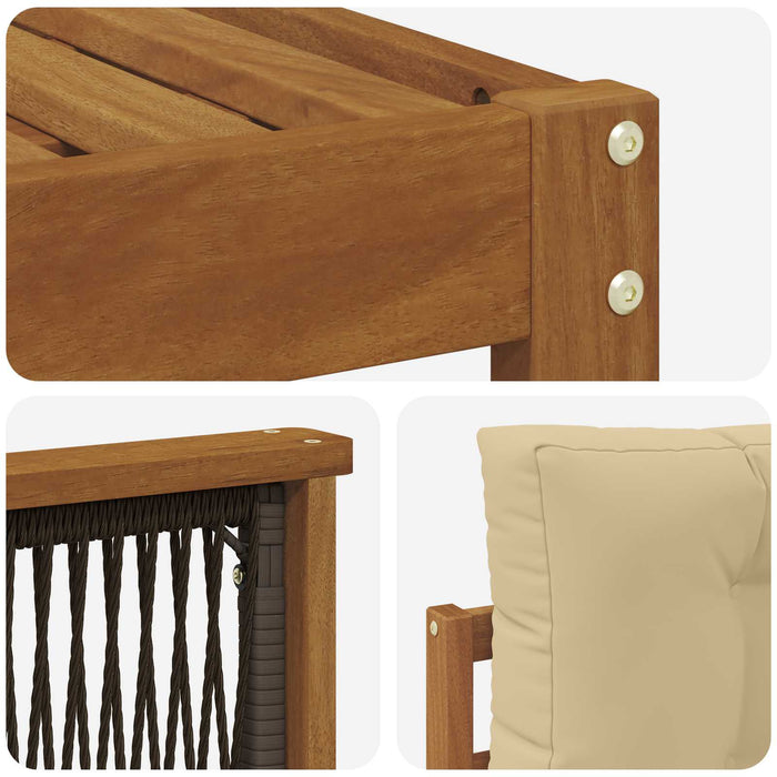 Set de canapele de exterior cu pernă 9 pcs Natural și Bej WALTI