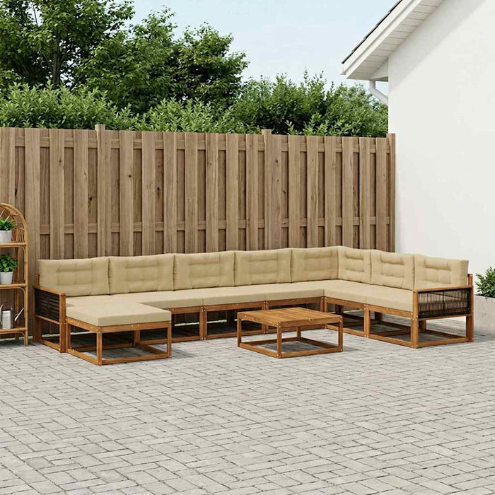 Set de canapele de exterior cu pernă 9 pcs Natural și Bej WALTI