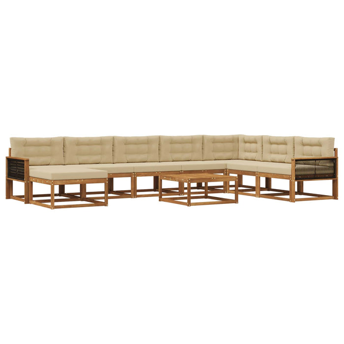 Set de canapele de exterior cu pernă 9 pcs Natural și Bej WALTI