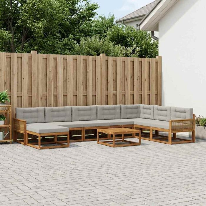 Set de canapele de exterior 9 pcs Natural și gri deschis WALTI