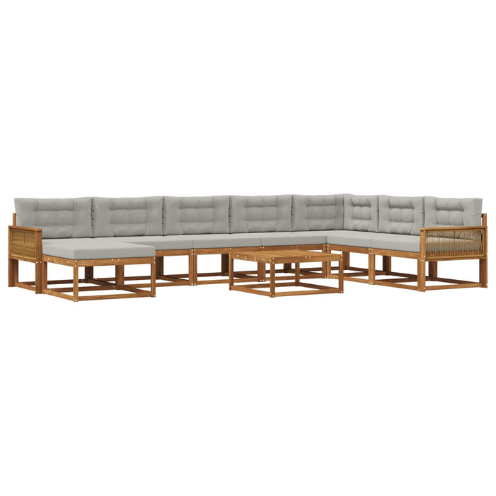 Set de canapele de exterior 9 pcs Natural și gri deschis WALTI