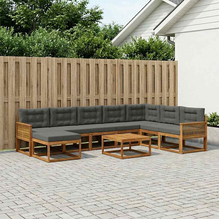 Set de canapele de exterior cu pernă 9 pcs Natural și Antracit WALTI