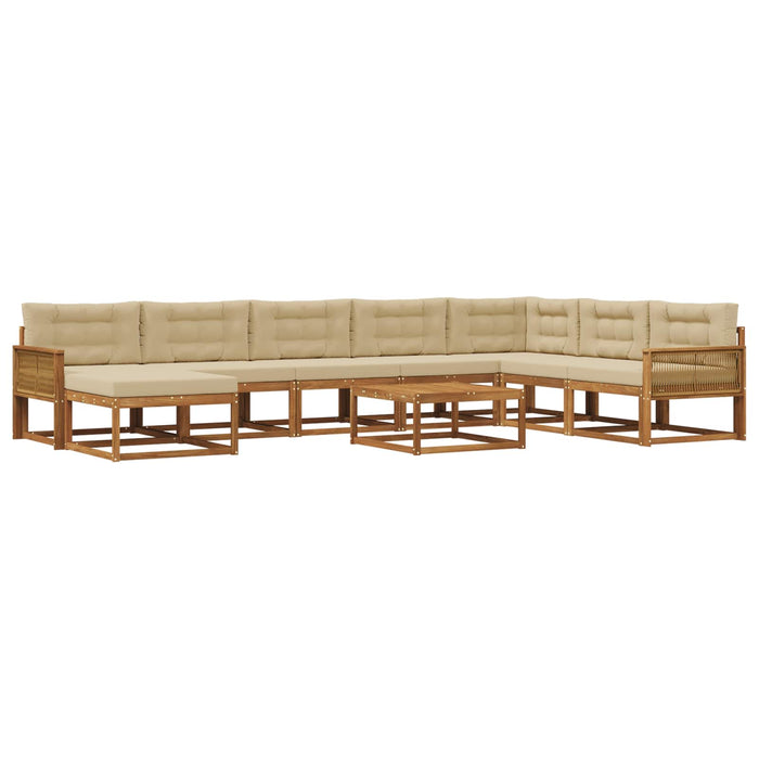 Set de canapele de exterior cu pernă 9 pcs Natural și Bej WALTI