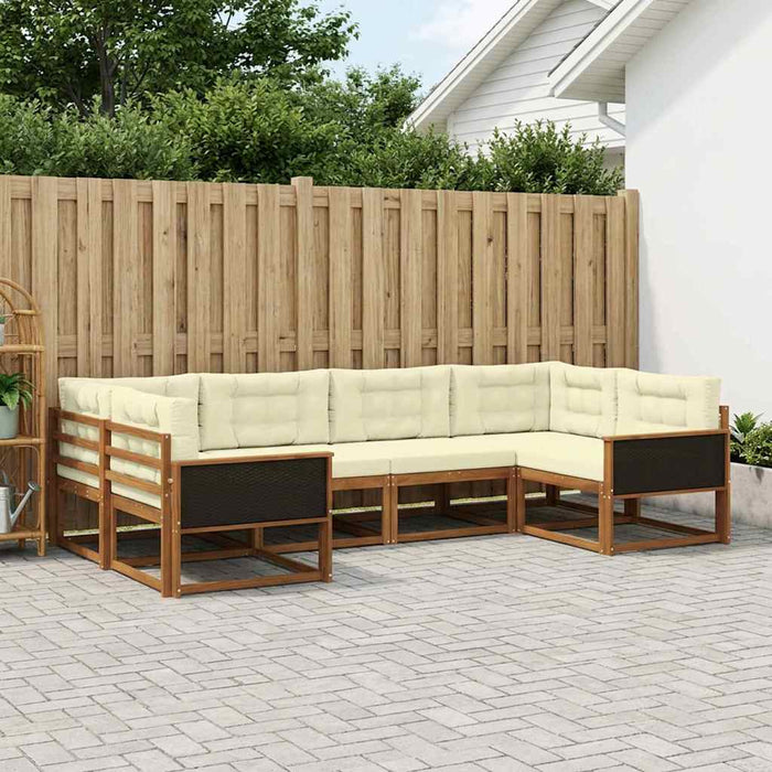 Set de canapele de exterior cu pernă 6 pcs Natural și Crem WALTI