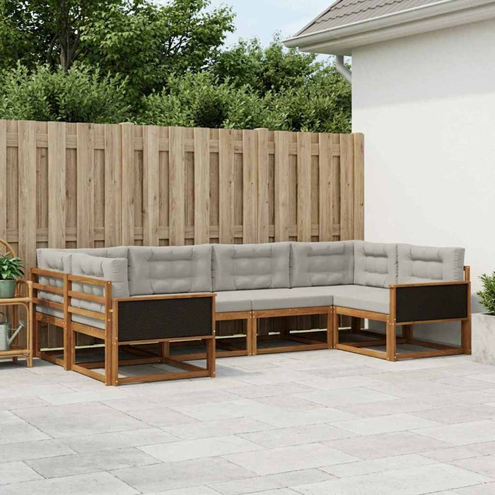 Set de canapele de exterior 6 pcs Natural și gri deschis WALTI