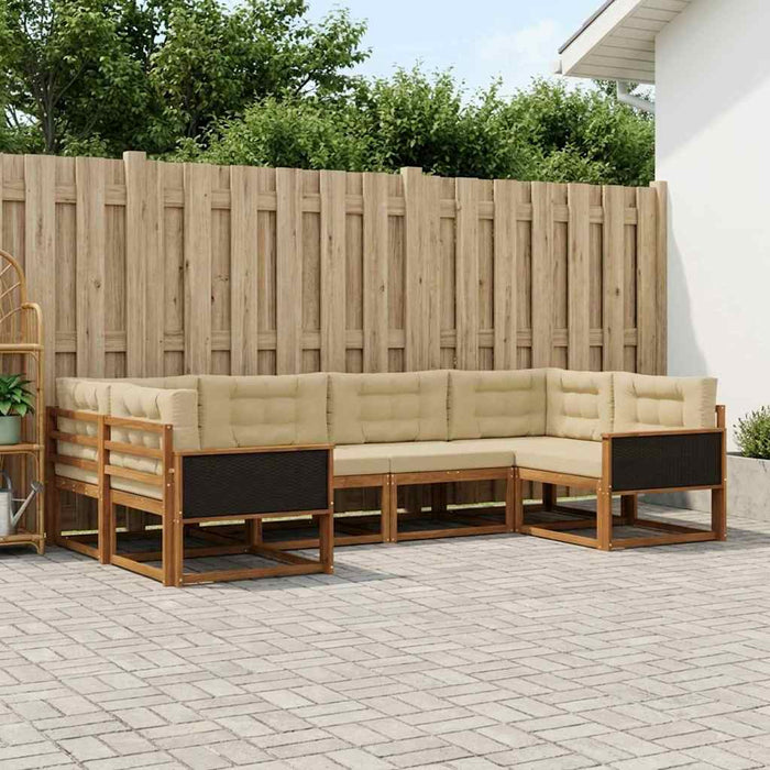 Set de canapele de exterior cu pernă 6 pcs Natural și Bej WALTI