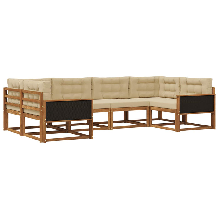 Set de canapele de exterior cu pernă 6 pcs Natural și Bej WALTI