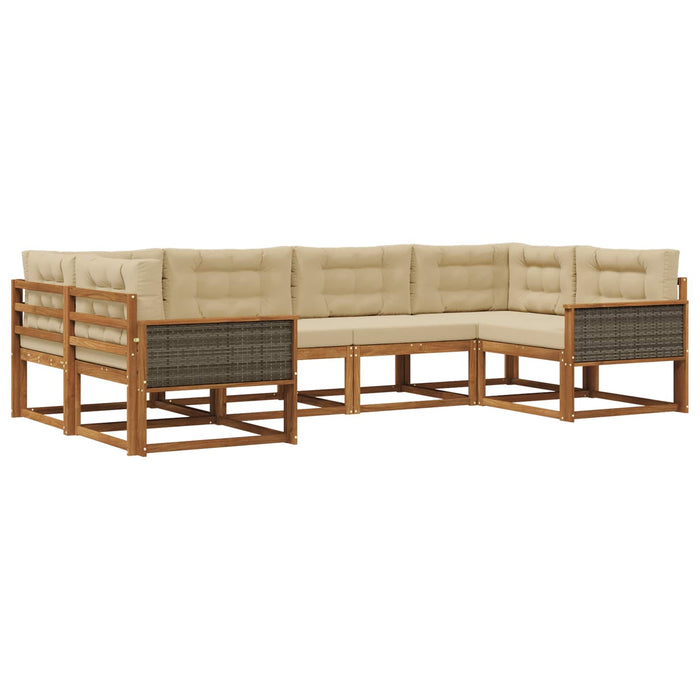 Set de canapele de exterior cu pernă 6 pcs Natural și Bej WALTI