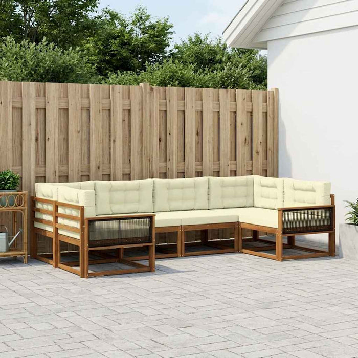 Set de canapele de exterior cu pernă 6 pcs Natural și Crem WALTI