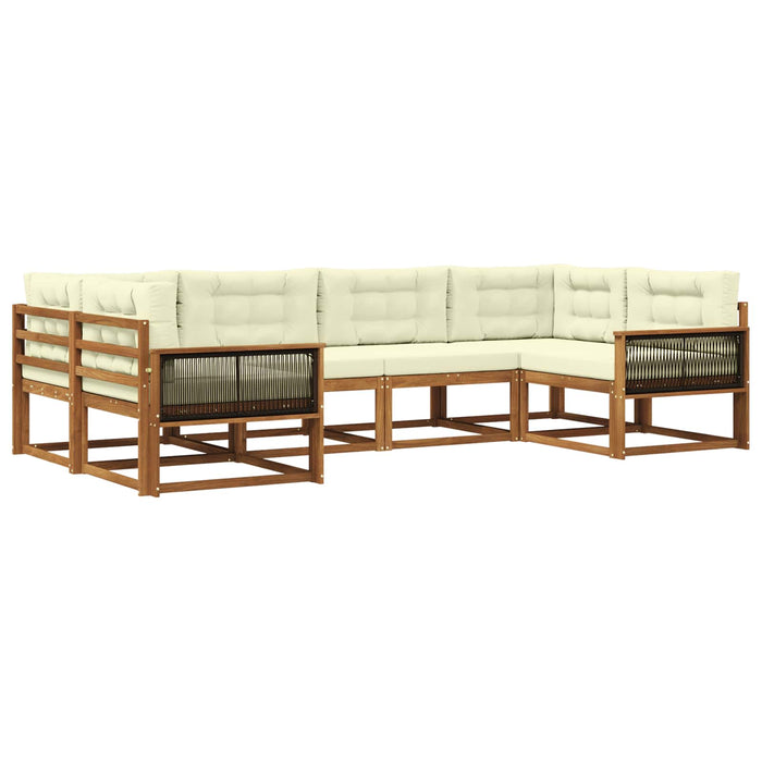 Set de canapele de exterior cu pernă 6 pcs Natural și Crem WALTI