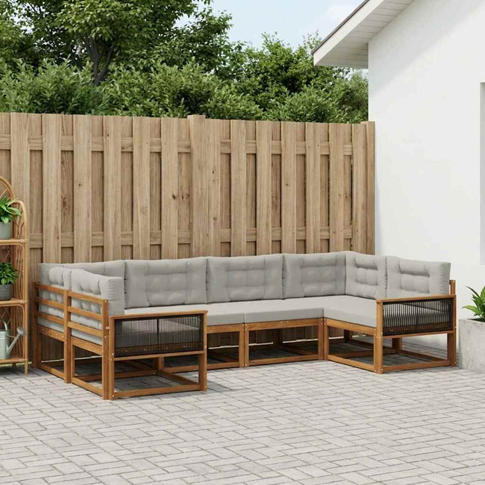 Set de canapele de exterior 6 pcs Natural și gri deschis WALTI