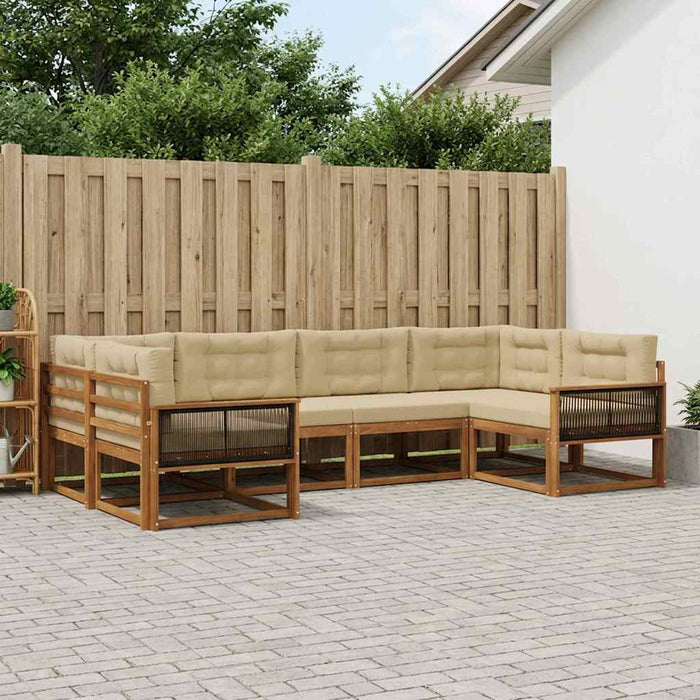 Set de canapele de exterior cu pernă 6 pcs Natural și Bej WALTI