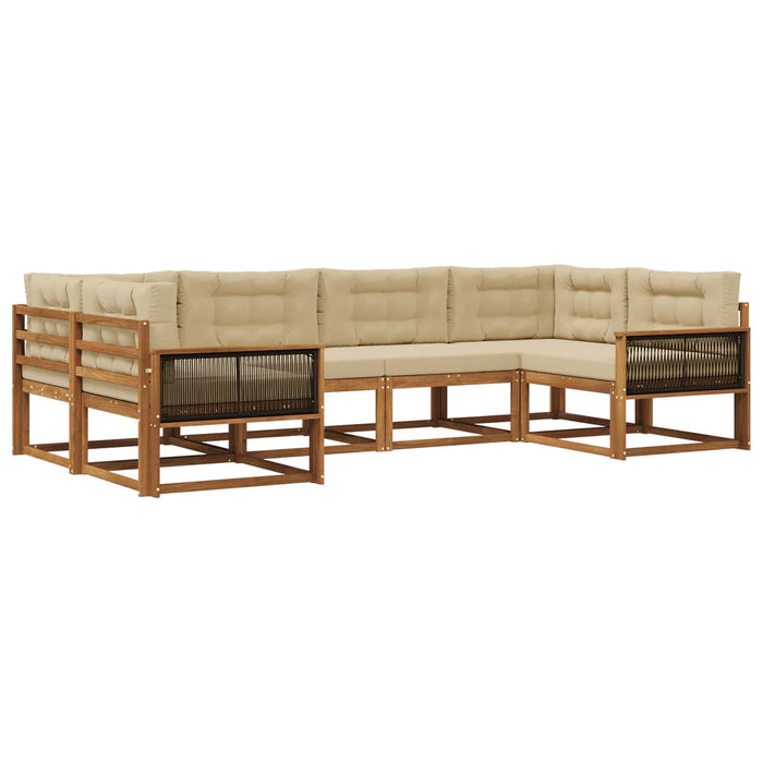 Set de canapele de exterior cu pernă 6 pcs Natural și Bej WALTI