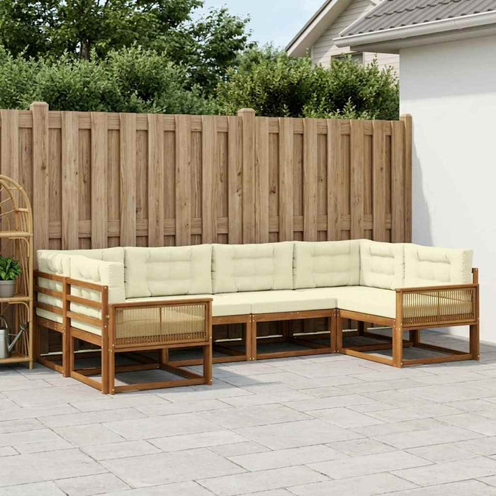 Set de canapele de exterior cu pernă 6 pcs Natural și Crem WALTI
