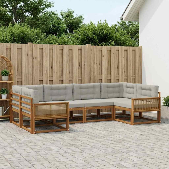Set de canapele de exterior 6 pcs Natural și gri deschis WALTI