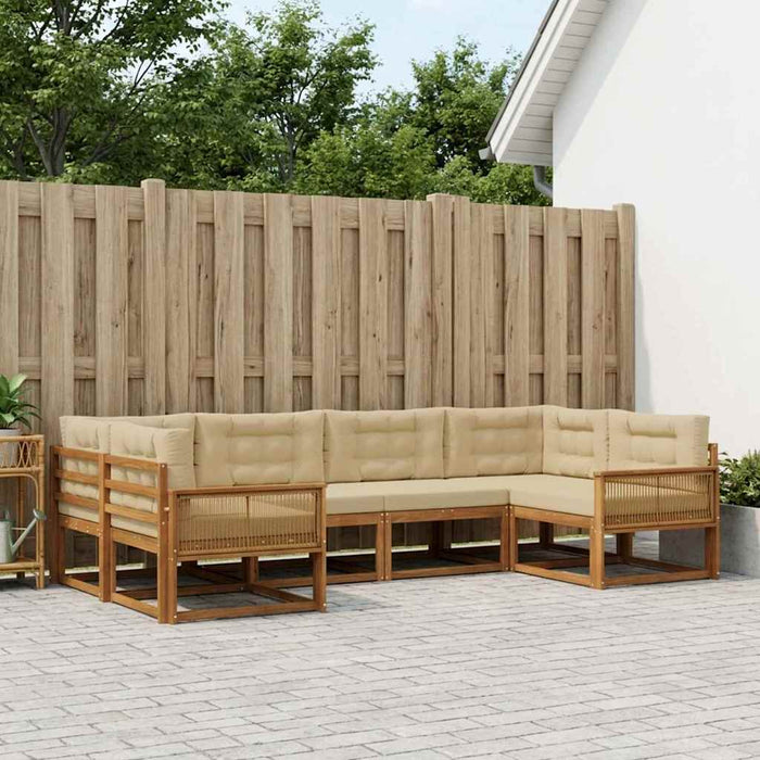 Set de canapele de exterior cu pernă 6 pcs Natural și Bej WALTI