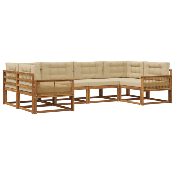 Set de canapele de exterior cu pernă 6 pcs Natural și Bej WALTI