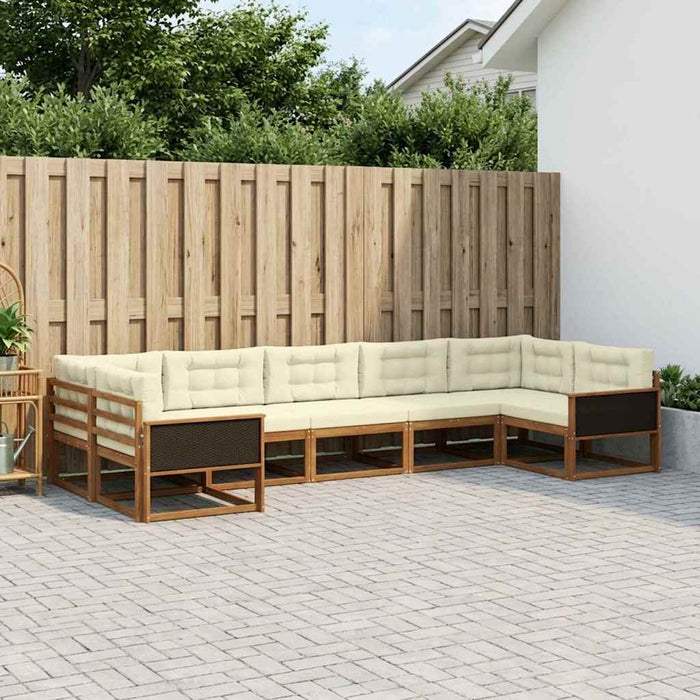 Set de canapele de exterior cu pernă 7 pcs Natural și Crem WALTI