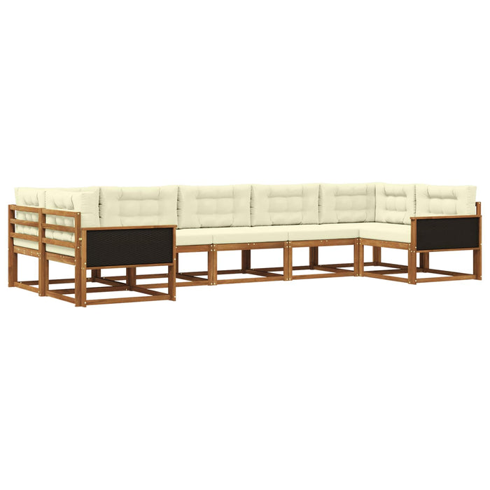 Set de canapele de exterior cu pernă 7 pcs Natural și Crem WALTI