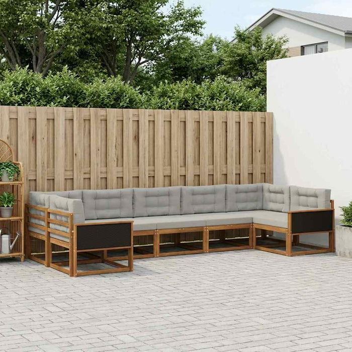 Set de canapele de exterior 7 pcs Natural și gri deschis WALTI