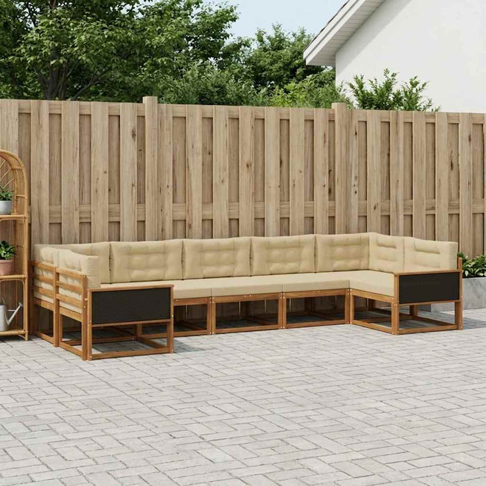 Set de canapele de exterior cu pernă 7 pcs Natural și Bej WALTI