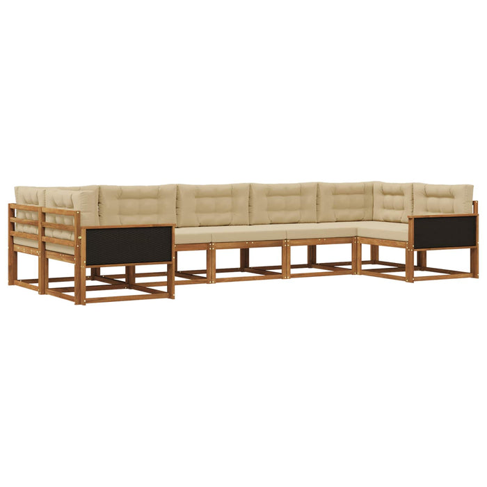 Set de canapele de exterior cu pernă 7 pcs Natural și Bej WALTI