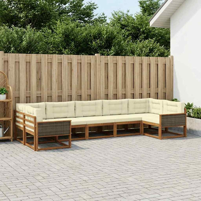 Set de canapele de exterior cu pernă 7 pcs Natural și Crem WALTI