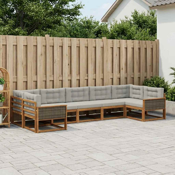 Set de canapele de exterior 7 pcs Natural și gri deschis WALTI