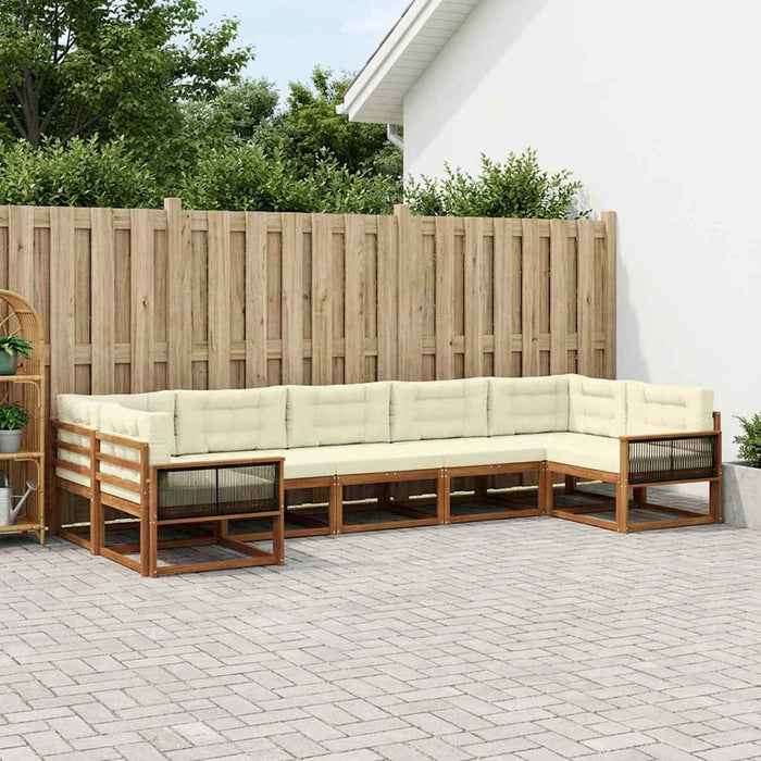 Set de canapele de exterior cu pernă 7 pcs Natural și Crem WALTI