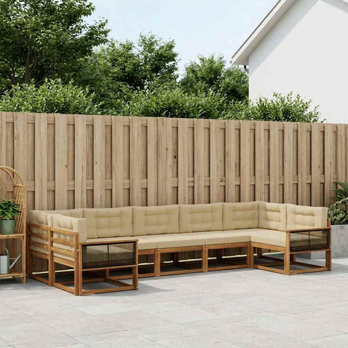 Set de canapele de exterior cu pernă 7 pcs Natural și Bej WALTI
