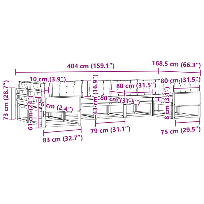Set de canapele de exterior cu pernă 7 pcs Natural și Bej WALTI