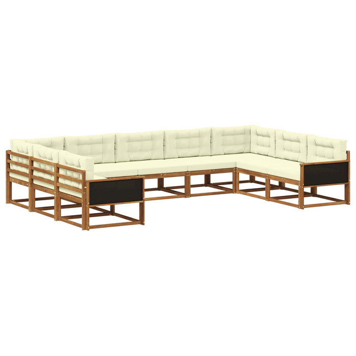 Set de canapele de exterior cu pernă 9 pcs Natural și Crem WALTI