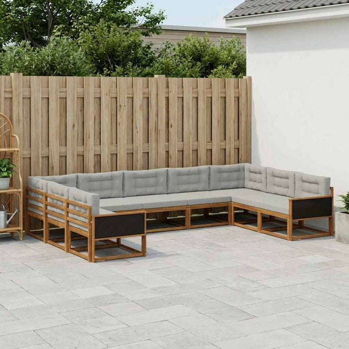 Set de canapele de exterior 9 pcs Natural și gri deschis WALTI
