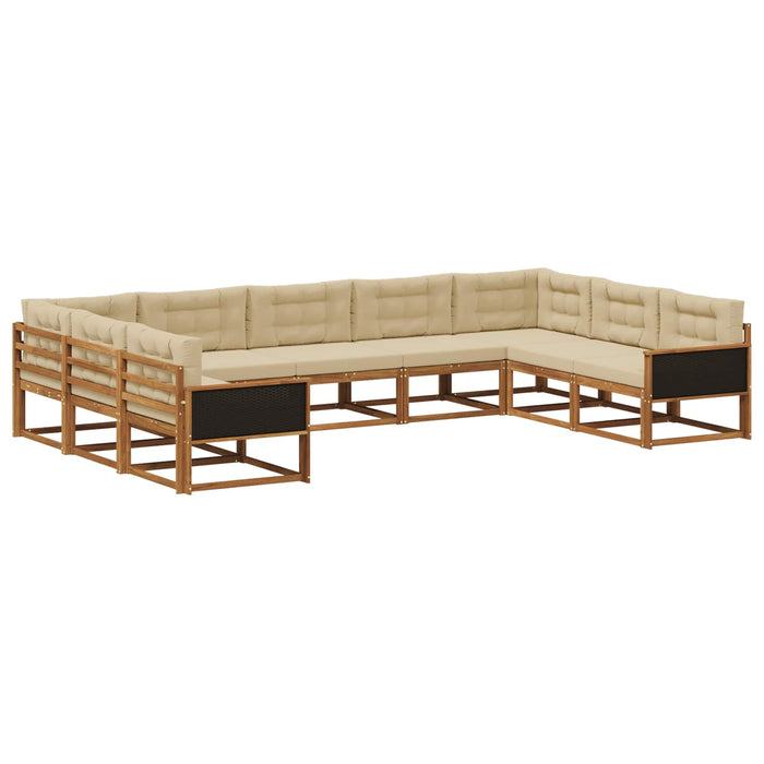 Set de canapele de exterior cu pernă 9 pcs Natural și Bej WALTI