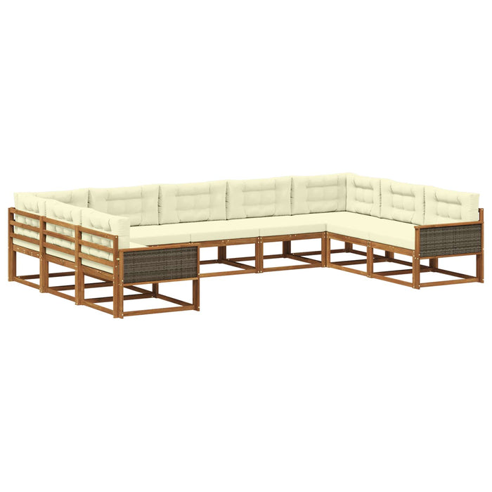 Set de canapele de exterior cu pernă 9 pcs Natural și Crem WALTI