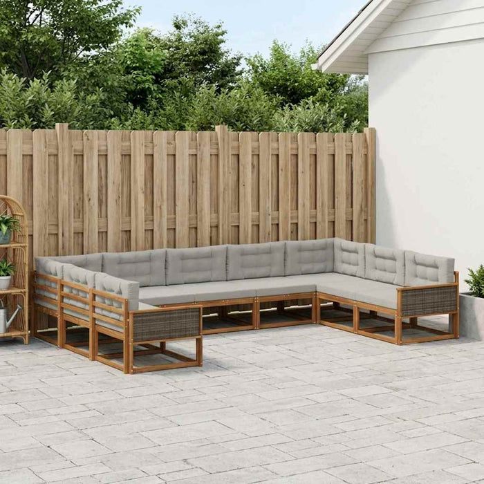 Set de canapele de exterior 9 pcs Natural și gri deschis WALTI