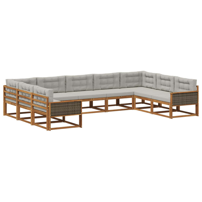 Set de canapele de exterior 9 pcs Natural și gri deschis WALTI