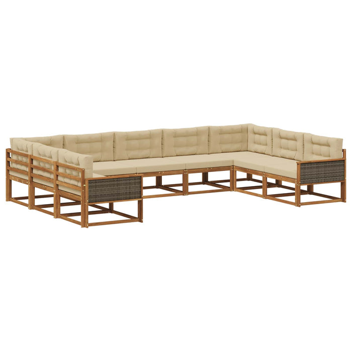 Set de canapele de exterior cu pernă 9 pcs Natural și Bej WALTI